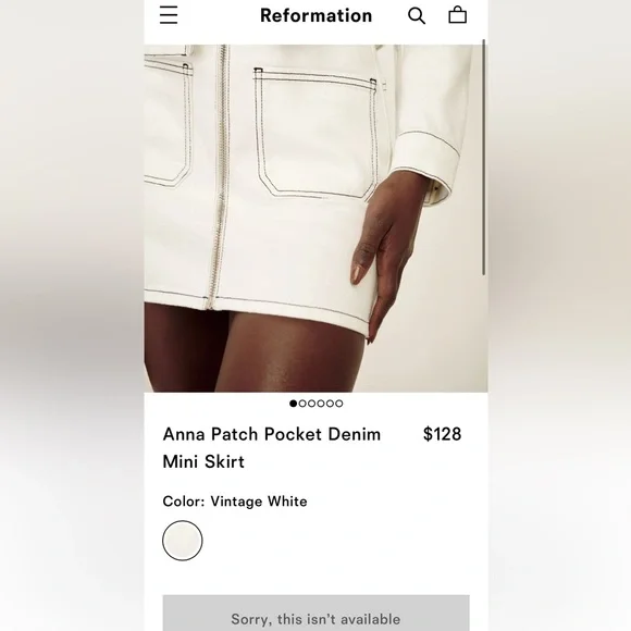Brand Reformation Size 25 Color Vintage White